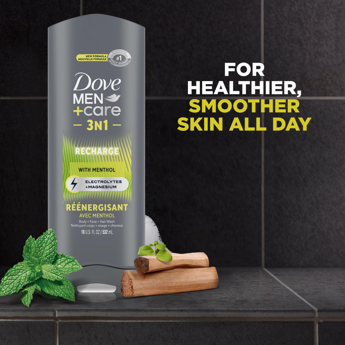Sữa tắm 3 trong 1 dành cho nam Dove Men Care Recharge 532ml 1